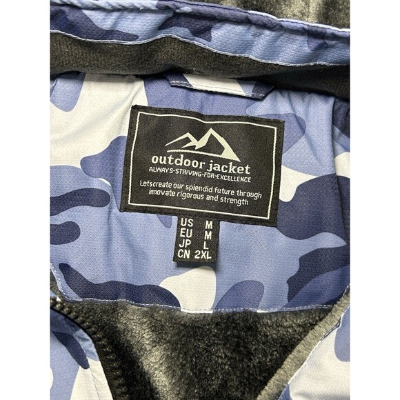 Men's M Winter Skiing Jacket Blue Camo Fleece Coat Insulated Thermal Waterproof - Picture 5 of 11
